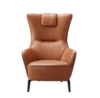 China (Other)Adjustable Nordic Modern OEM Genuine Leather Lounge Chair Accent Hall Lobby Single Sofa Chair Hotel Lounge Chair Luxury for sale