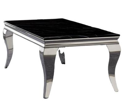 China (Other) Adjustable Modern Luxury Design Rectangular OEM Sintered Stone Tea Tables Customized Gold Stainless Steel Glass Marble Coffee Tables for sale