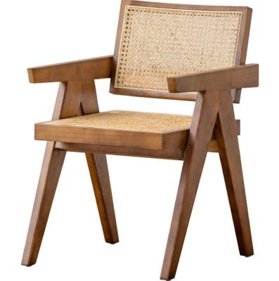 China Mid-Century Japanese OAK PE Cafe Artificial Rattan (Other) Woven Adjustable Dining Chairs Ash Wood Natural Rattan Webbing Restaurant Armchair for sale