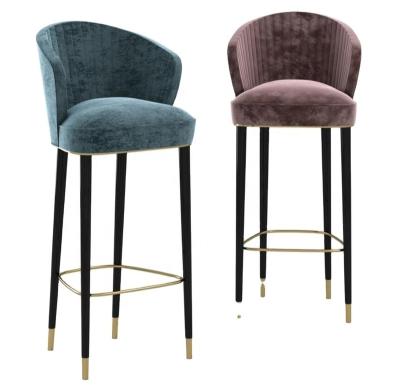 China Nordic modern luxury bar counter stools for kitchen furniture umpire chair metal velvet fabric heavy duty bar stool for sale