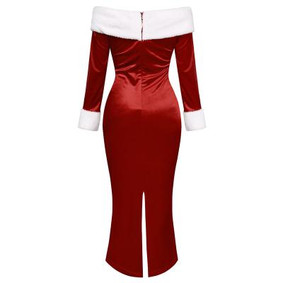 China Red Color Christmas Anti-Static Festival Wear Long Dress Sweater Dress Drop Dresses For Women for sale