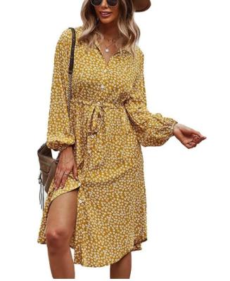 China Autumn new Europe and the United States wholesale women's anti-static printing long sleeve dress in the dress Bohemian casual dress for sale