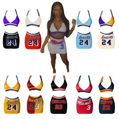 China 2021 hot sale classic woman QUICK DRY basketball tank top dress female embroidery skirt short tank top 2 piece sets for sale