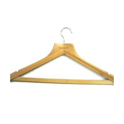 China Multifunctional OEM China Manufacturer Wholesale Wooden Non Slip Underwear Clothing Bamboo Coat Hanger With Trouser Bar for sale