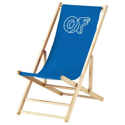 China Logo Portable Folding Beach Deck Chair Comfortable Custom Wood For Outdoor for sale