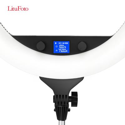 China Fashionable.eco-friendly LituFoto 19 inch ring light led 3200K/7500K 60W photography ringlight lamp with tripod stand for makeup for sale