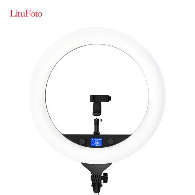 China LituFoto Hot Selling Fill Light Make Up Live Streaming Dimming LED Circle Ring Light With Phone Holder for sale