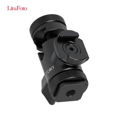 China Mini 360 Degree Rotating Ball Head Ring Light Adapter Dual Metal Ballhead LituFoto Shoe Mount Cold Universal Adapter 20 Quarter Quarter Wire For DSLR Cameras for sale