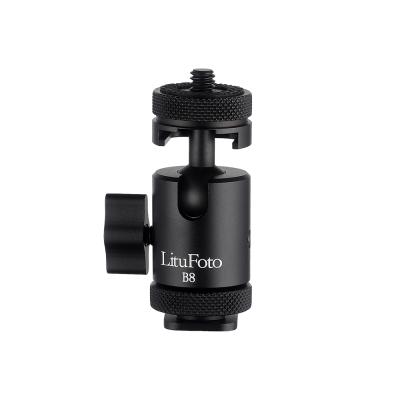 China Dual Function Metal Ballhead LituFoto B8 Camera Tripod Ball Head with 20 Pan 90 Pan 90 Pan Tilt Ballhead 360 Metal Mount Quarter Adapter Adapter Metal for sale