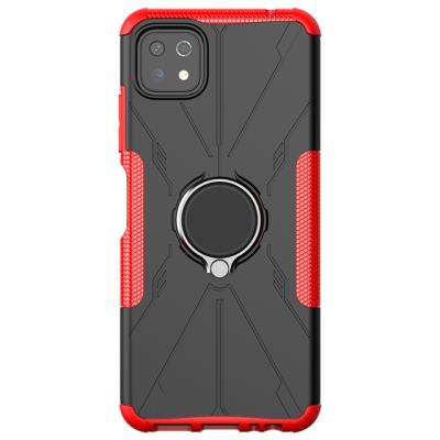 China Rugged Hard Phone Shockproof PC TPU Back Cover Case For Samsung A22 4G/5G Magnetic Shockproof Car Ring Back Cover Stand Holder for sale