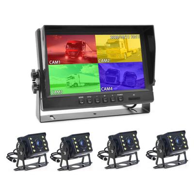 China 10 Inch Waterproof AHD IPS Waterproof Monitor 4 Channel 360 Degree Night Vision Truck Car Camera System for sale