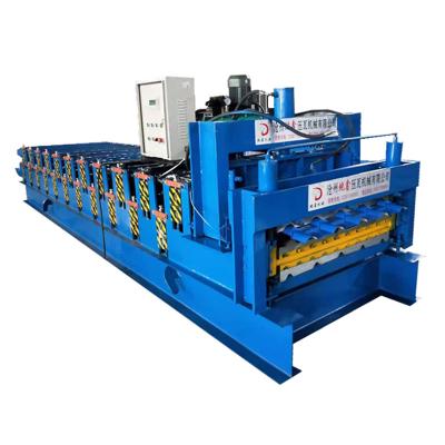 China Building Panel Glazed Trapezoidal Plate Producing Steel Color Step Tile Roof Sheet Roof Panel Roll Forming Machine for sale