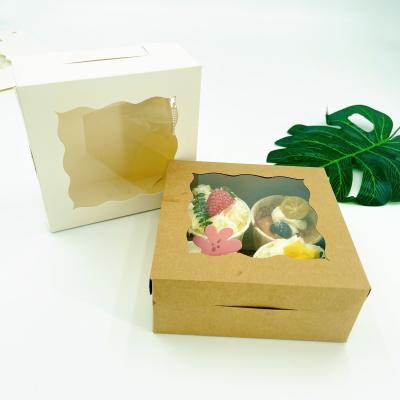 China Retail Custom Recycled Gift Box Cupcake Paper Materials Transparent Packaging Cake Boxes With PVC Clear Window for sale