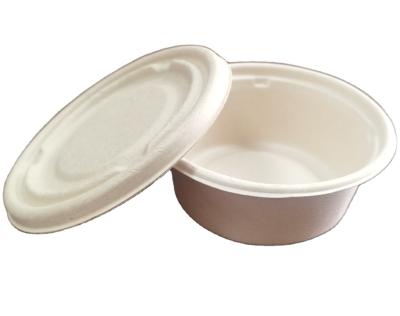 China Non-Toxic and Sanitary Compostable Disposable Sugarcane Bowl Lids Bagasse Paper Pulp Lid for 16oz Salad Bowl for sale