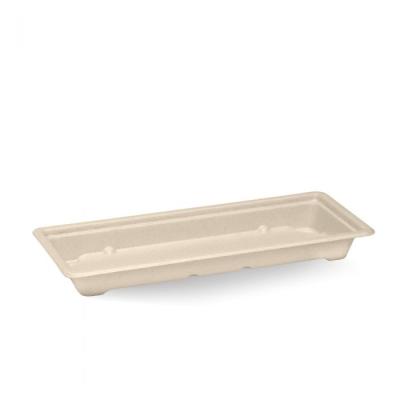 China 100% Biodegradable Compostable Bagasse Disposable Sugarcane Sushi Rectangle Tray Serving Dish For Takeout Food for sale