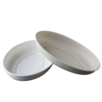 China 24oz Disposable Biodegradable Sugar Cane Soup Salad Bowl With Clear Plastic Lid for sale