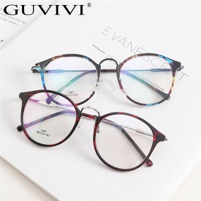 China Design Your Own Glasses Frame GUVIVI Optical Glasses Printing Blue Transparent 2021 Japanese Small Round Frame Men And Women Models for sale