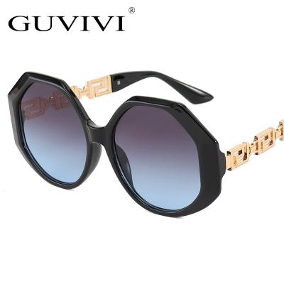 China 2021 Newest Diamond Sunglasses GUVIVI Newest Fashion Crystal Irregular Irregular Oversized Fashion Sunglasses Metal Legs Metal Legs Metal Cs Ins Fashion Sunglasses Round Lenses for sale