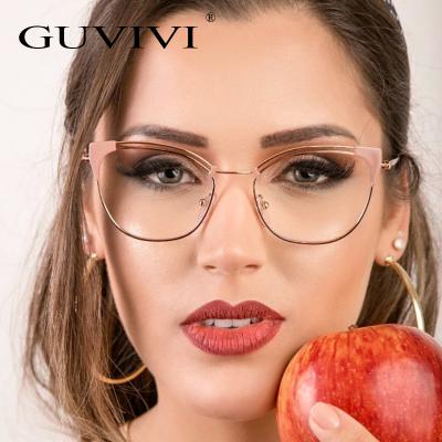 China 2019 Model New Cat's Eye Frame GUVIVI Optical Frame Woman Metal Frame Glass New for sale