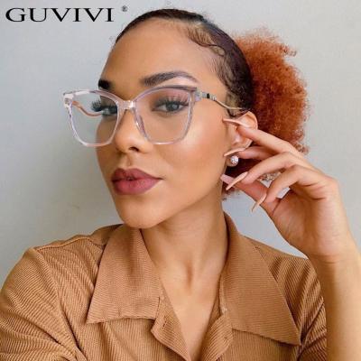 China Design Your Own Anti-blue Cat Eye Wide Frame Color Glasses GUVIVI Matching TR90 Foreign Trade Wind Metal Frame Optical Glasses Men And Women for sale