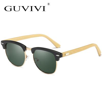 China Fashion New GUVIVI Sunglasses Sunglasses Polarized Classic Polarized Wooden Sunglasses Men Custom Printed Wooden Sunglasses 2019 for sale