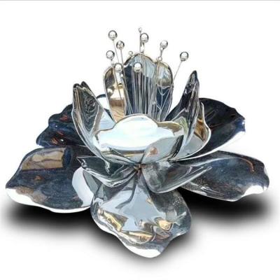 China Metal Lotus Flower Sculpture SS304 Lotus Flower Garden Statue for sale