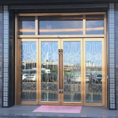 Chine Portes fleuries inoxydables Rose Gold de Front Door Decorative Glass Exterior à vendre