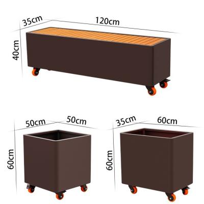 중국 대농장주 박스 휠과 제거할 수 있는 정원 금속 꽃 경작자 정원 벤치 판매용