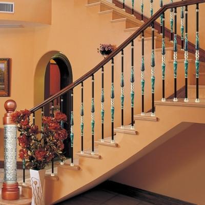 China Premium Hotel Metal Stair Railing Malachite Green Metal Railings For Stairs for sale