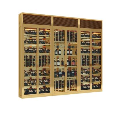 Cina Modern Standing Metal Wine Cabinet Gold Cooling Display Wine Rack Frigorifero in vendita