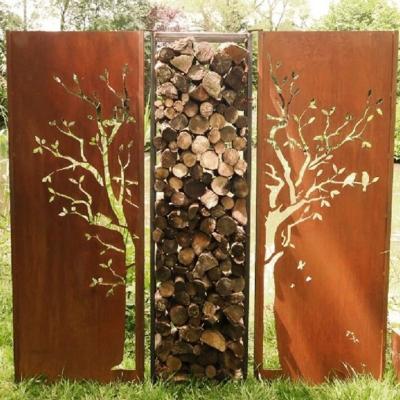 Cina High Style Matte Corten Steel Panel Tree Pattern Perforato Recinzione metallica in vendita