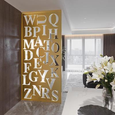 China Hairline Metal Room Divider Laser Cut Stainless Steel Residential Interior Gold Partition zu verkaufen