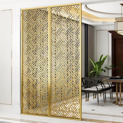 中国 Laser Cut Creative Pattern Metal Room Divider Gold Room Partition 販売のため