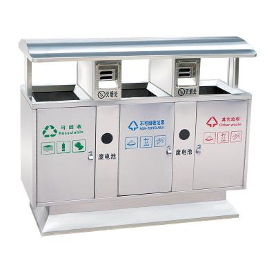 中国 Stainless Steel Waste Bin Outdoor Metal Recycling Trash Bins For Sale 販売のため