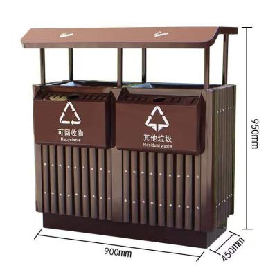 Chine Hot Selling Galvanized Steel Trash Bin Brown Metal Separate Waste Bins à vendre