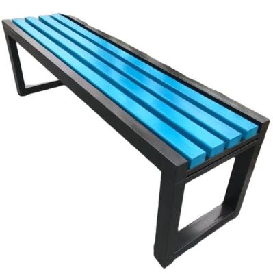 中国 Garden Solid Wood Slats Bench Park Waiting Benches With Steel Frame 販売のため