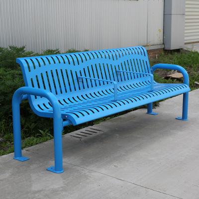 Chine Banquette bleue en acier inoxydable de jardin Siège de parc de loisirs extérieur avec dossier à vendre