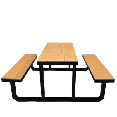 China One Piece Connection Table Chair Wood-Plastic Composite Top metal Frame Bench for sale