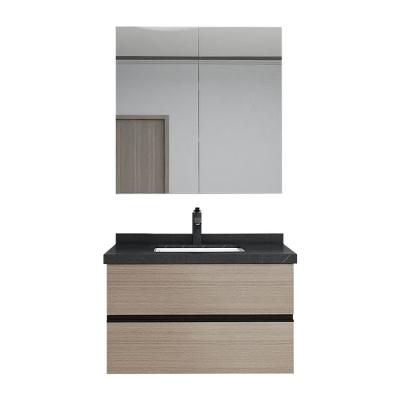 China Modern Popular Design Modern With Sink Mirror Cabinet Bathroom Cabinet With Quartz Countertops Silver Stone Mirror for sale