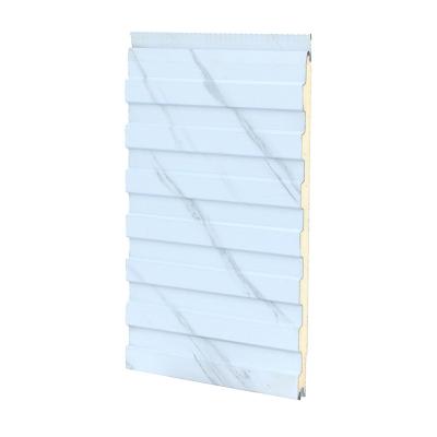 China Modern Design Exterior Decorative Wall Wood Slat Panels PU Sandwich Panel Roofing for sale