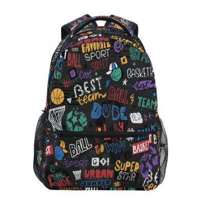 China Large Capacity Street Style Waterproof Graffiti Casual Durable Travel Bag Backpack With Custom Logo for sale