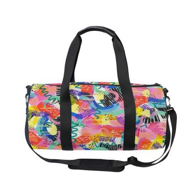 China Wholesale Customized Durable Graffiti Strap Bag Foldable Women Sport Gym Travel Duffel Bag for sale