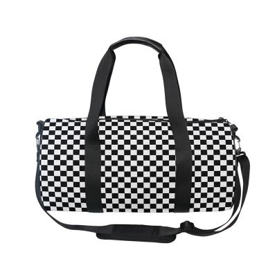 China Fashion Large Capacity Folding Men's Plaid Duffle Traveling Bags For Female Women for sale