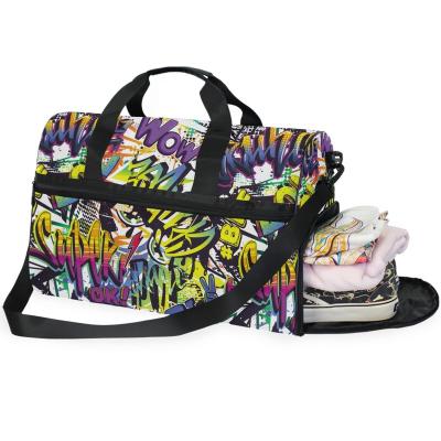 China Fashion Waterproof Durable Graffiti Designer Duffel Bags Men's Duffel Bags Men's Large Travel Bags for sale