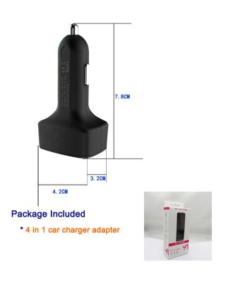 China 4 in 1 Auto-Ladegerät Doppel-Fahrzeug USBs 5V 3.1A LED-Anzeige für Telefon/GPS/MP3 zu verkaufen