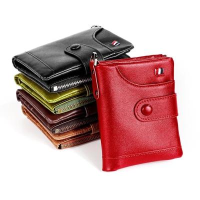 China New Fashion RFID For Men Genuine Leather Shorts Purse Ant-RFID Retor Wallet Men's Multi-Function Casual Business Zipper Wallets for sale