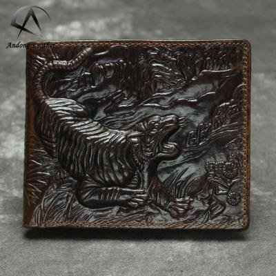 China Andong RFID Shorts Wallet Purse For Men Genuine Cow Leather Card Clip Holder Man Wallets for sale