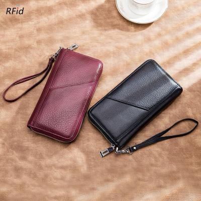 China Long RFID Wallet Purse For Men's Genuine Cow Leather Fashion Clutch Bags Multifunctional Purse Business for sale