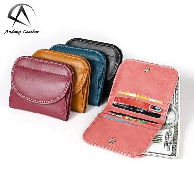 China RFID Shorts Wallet Purse For Women Girls Genuine Cow Leather Fashion Clutch Bag Card Clip for sale