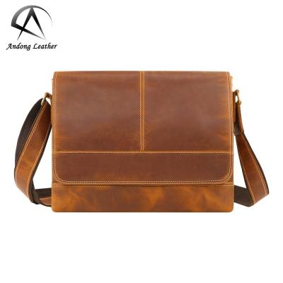 China Italian Imported Italian GENUINE LEATHER COWHIDE Men's Crazy Horse Shoulder Bag Large Capacity Messenger Bags Real Genuine Leather for sale